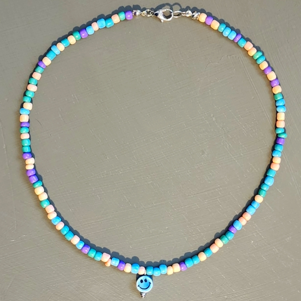 Smiley face beaded necklace